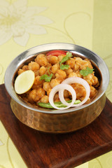 Chole with puri or Chana Masala with Puri Indian Food