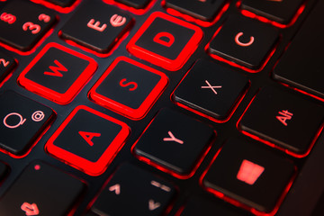 Red Backlit Computer Gaming Keyboard Action Gamer Equipment Controller Desktop Laptop WASD