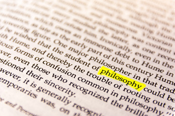 Fototapeta premium Book Highlighted Word Yellow Fluorescent Marker Paper Old Keyword Philosophy