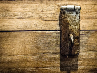 Hinged door lock with wooden