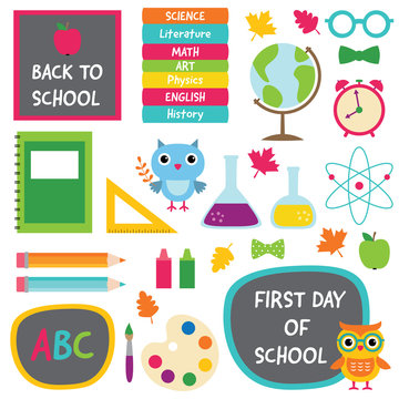 Back to school isolated design elements set