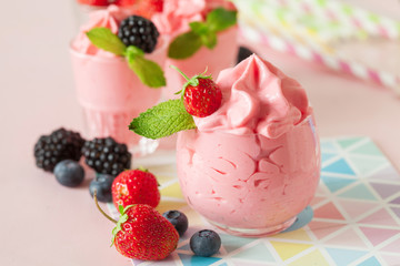 Soft homemade whipped berry ice cream