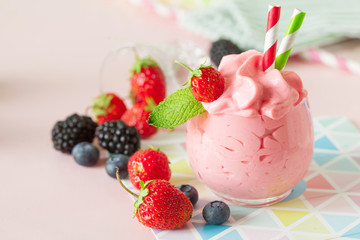 Soft homemade whipped berry ice cream