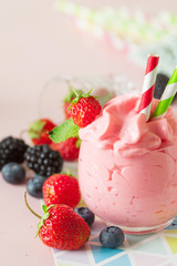 Soft homemade whipped berry ice cream