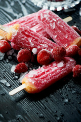 Youth ice pop from the freezer. with a touch of frost and ice. Refreshing in the heat .