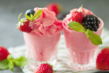 Soft homemade whipped berry ice cream