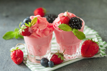 Soft homemade whipped berry ice cream