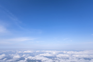 Fototapeta na wymiar above the cloud on top of mountain and beautiful blue sky