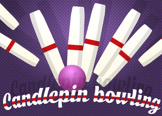 Candlepin bowling, color vector illustration