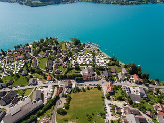 Attersee, Salzkammergut, Österreich, Sommer, Luftaufnahme.