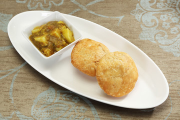 Delicious Kachori with Masala Potato - Indian Food