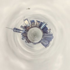 Manhattan skyline shown as tiny planet edition