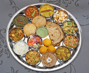 Group of Indian Food or North Indian Thali