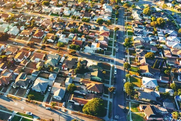 Wall murals Aerial photo Aerial view of of a residential neighborhood in Hawthorne, in Los Angeles, CA