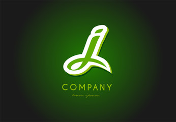 J alphabet letter logo green 3d company vector icon design