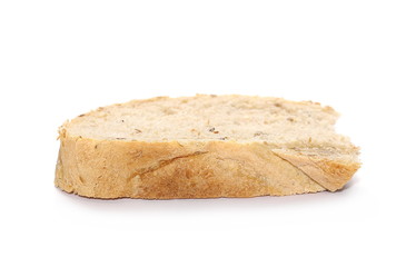 Whole wheat bread slices without additives, isolated on white background
