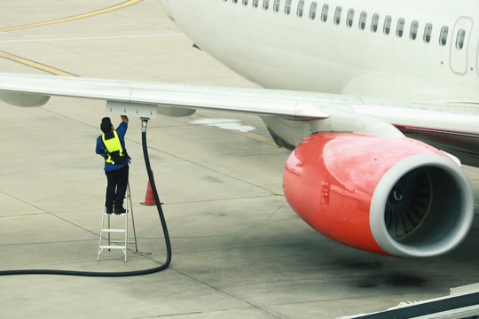 Refueling of the aircraft at the airport