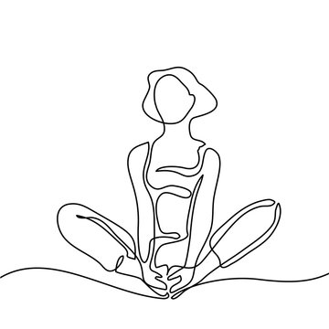 recommend clip art: Continuous line drawing. Woman doing exercise yoga lotus Pose. Vector Illustration
