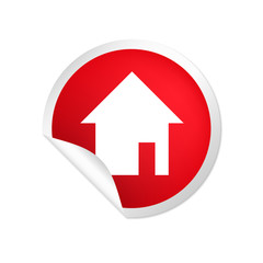 runder Sticker rot Haus