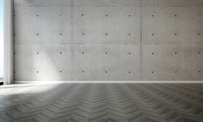 The 3D rendering interior of empty room and concrete wall background
