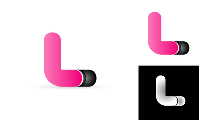 Obraz premium L pink black alphabet letter logo vector icon design