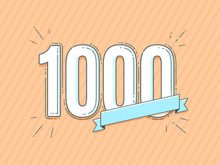 number 1000 with empty blank banner vector illustration - obrazy, fototapety, plakaty