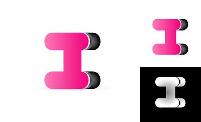 I pink black alphabet letter logo vector icon design