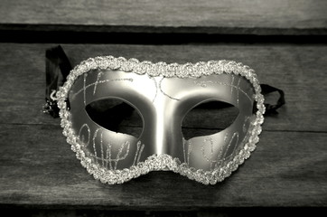 Black and white image of a mask