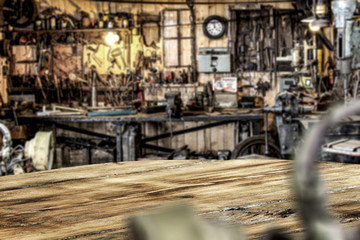 Fototapeta premium desk of free space and background of workshop