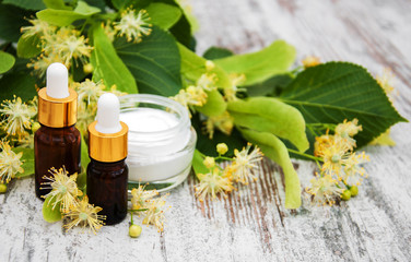 Spa products with linden flowers