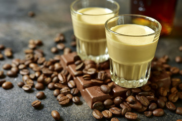 Homemade chocolate coffee cream liquor.