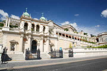 Fototapeta premium beautiful entrance to the Buda Castle with sculptures of lion (lower part) Budapest