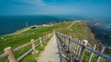 Fototapeta na wymiar Sea view Walkway In Hokkaido, Japan