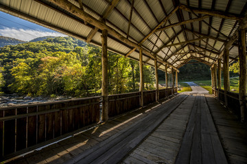 Fototapeta na wymiar old wooden covered bridge 