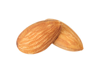 Almonds on a white