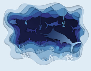  illustration of fishing for tuna fishing rods with worms