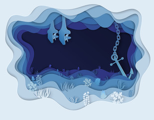  illustration of sea bottom and anchor boat