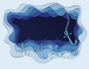  illustration of sea bottom and anchor boat