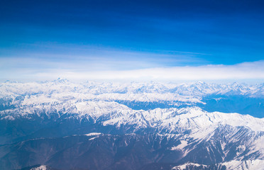 Fototapeta na wymiar Beautiful landscape of Himalayas mountains ,View from the airplane .