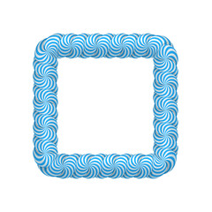 Lollipop blue square frame. Candy design for photo album and scrapbook to store favorite memories and pictures. Realistic vector illustration on white background