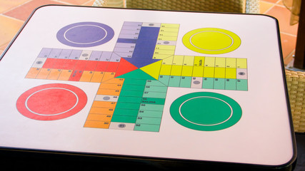 Games table with printed games board