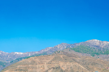 Beautiful  snow covered mountains landscape Kashmir state, India .