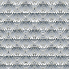 Modern abstract seamless pattern. Geometric light background wallpaper illustration with geometry shapes, figures and tile ornaments. Vector surface 3d texture.