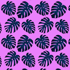 Tropical leaves pattern. Seamless pattern of tropical palm leaves.