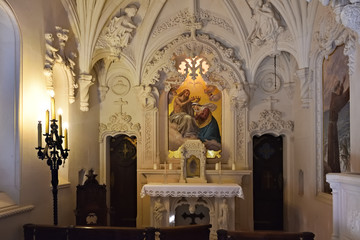 Interiors of the chapel in Quinta da Regaleira, Portugal