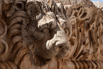 Bas relief of lion, Jupiter temple, Baalbeck, Lebanon