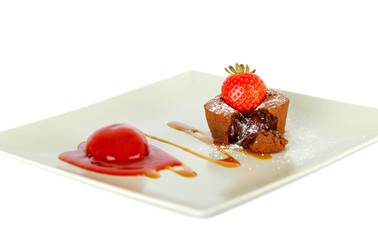 Strawberry lava cake