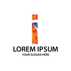 Letter i with polygonal style, logo design, isolated on white background.