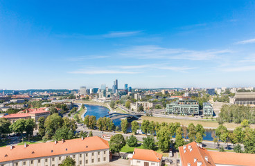 Fototapeta na wymiar Aerial view to modern Vilnius in Lithuania on a summer day. 