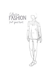 Fashion Collection Of Clothes Female Model Wearing Trendy Clothing Vector Illustration
